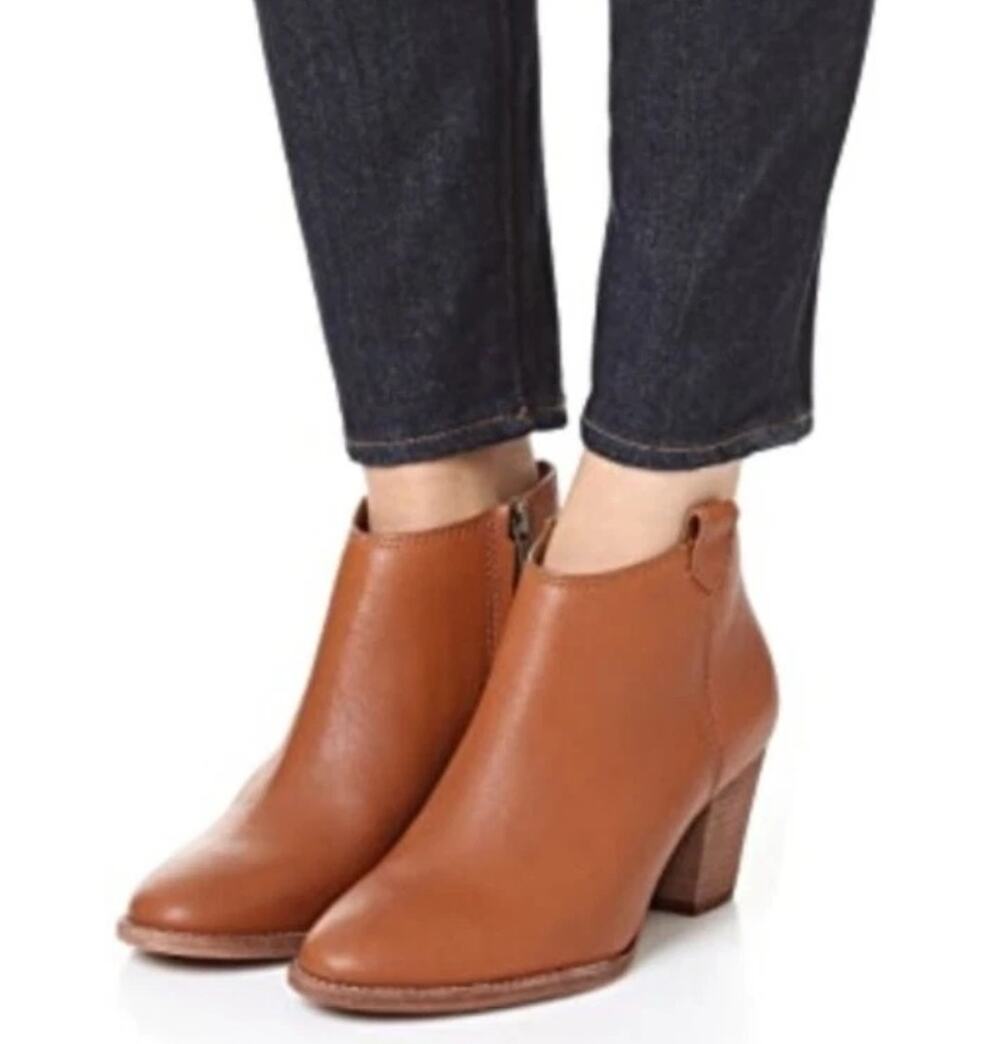 Madewell English Saddle Leather Billie Ankle Bootie Boots Cognac Tan Size 8.5